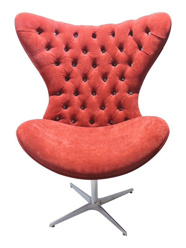 Cadeira Decorativa Mini Egg - 4 Pontas Capitonê Brilhante E Vermelha