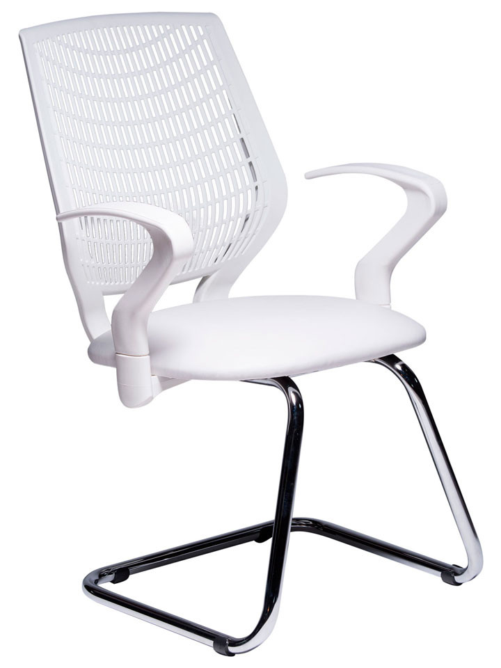 Cadeira Executiva Para Escritório Base Fixa Cromada DL181 - Branca