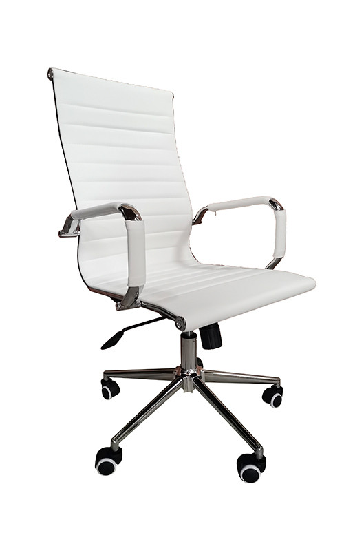 Cadeira Presidente Eames Office Cromada Lisa Branca