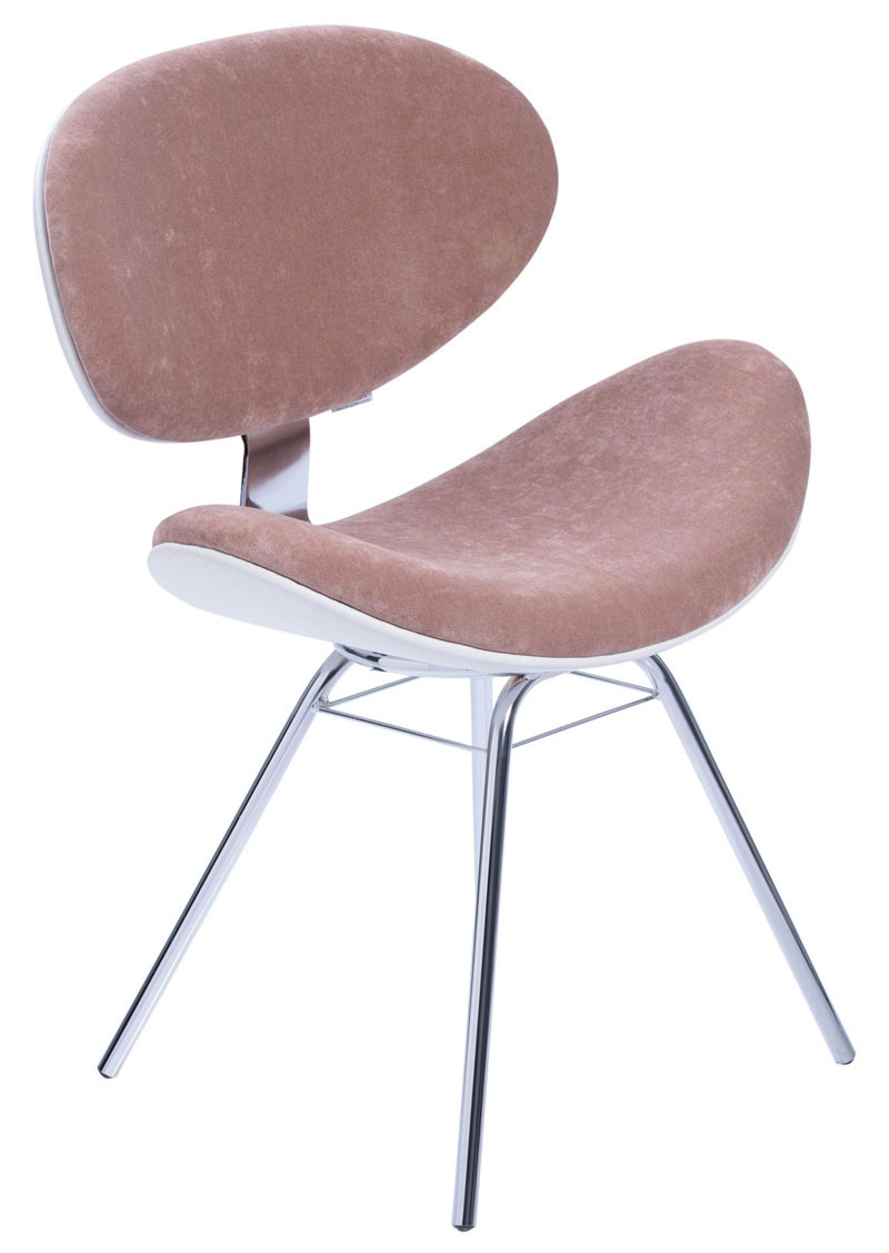 Cadeira Decorativa Base Fixa 4 Pés Cromada Velotec BL173 - Bege