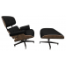 Poltrona Eames Lounge Chair Com Puff - Vinil Preto Lateral