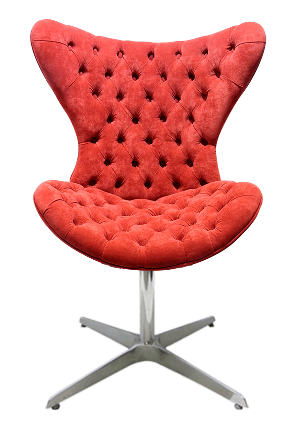 Cadeira Decorativa Mini Egg - 4 Pontas Capitonê Vermelha