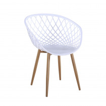 Cadeira Decorativa Web Furadinha Pé de Madeira Branca