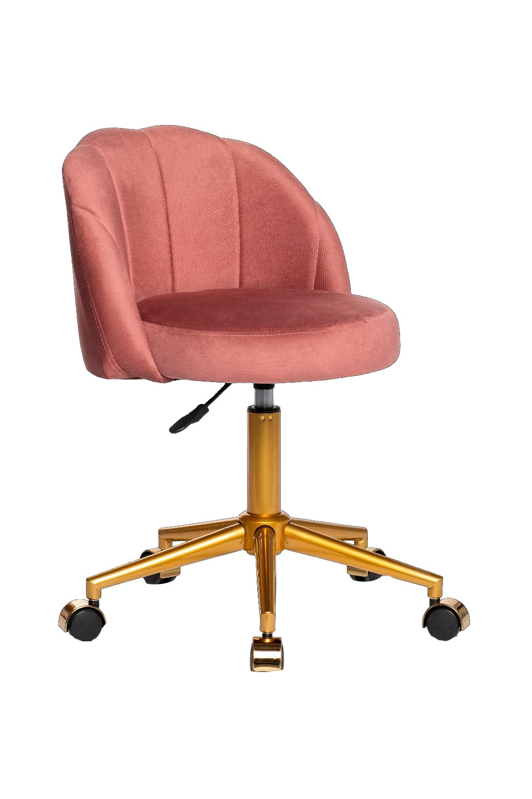 Cadeira De Veludo Giratória Base Dourada Anima - Rose