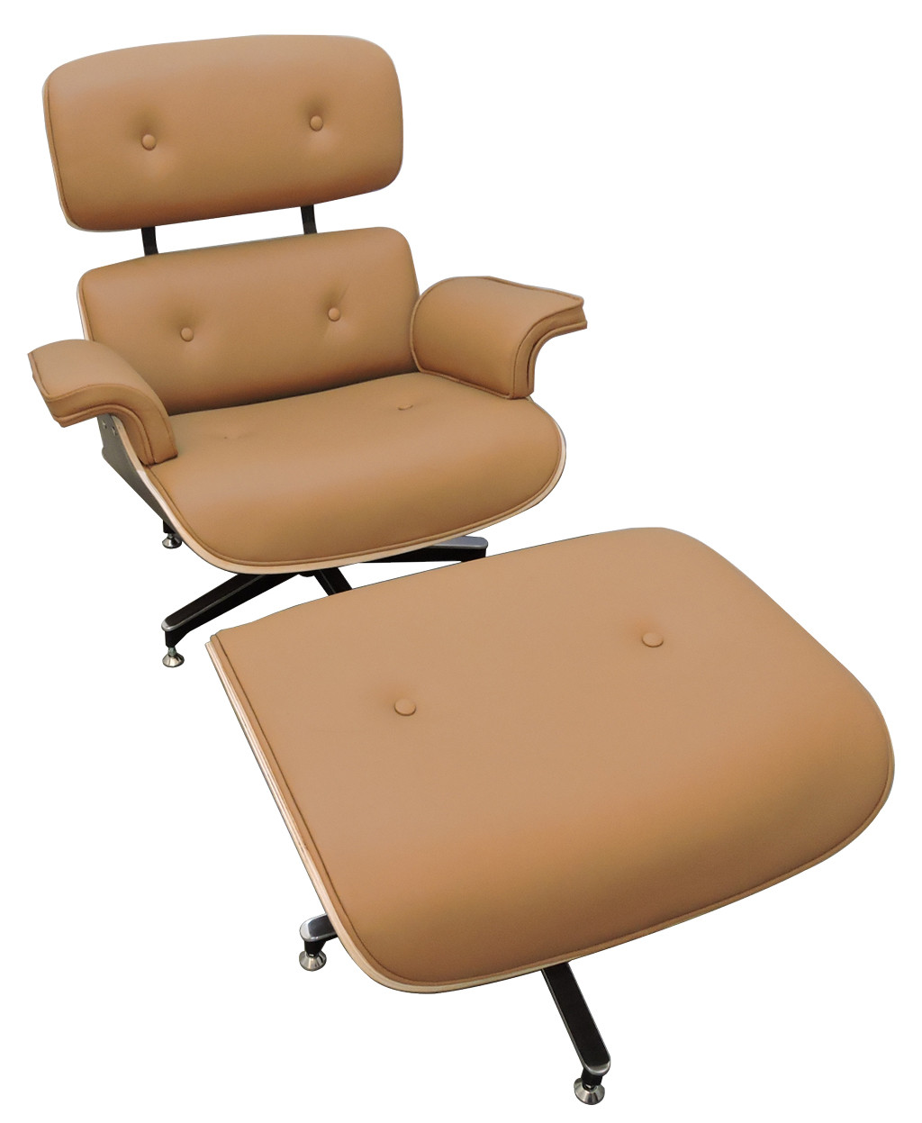 Poltrona Eames Lounge Chair Com Puff - Vinil Caramelo 