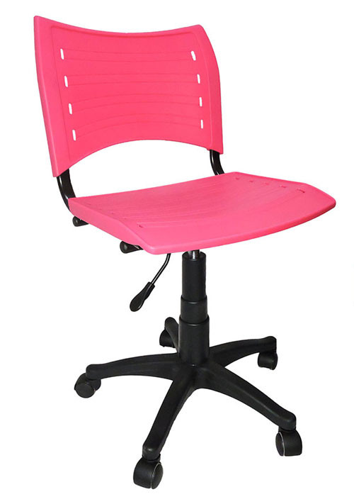 Cadeira Escritório Em Polipropileno Base Giratória e Regulagem de Altura CF230 - Rosa