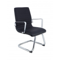 Cadeira Diretor Inspired Eames fixa Office Couro Sintético