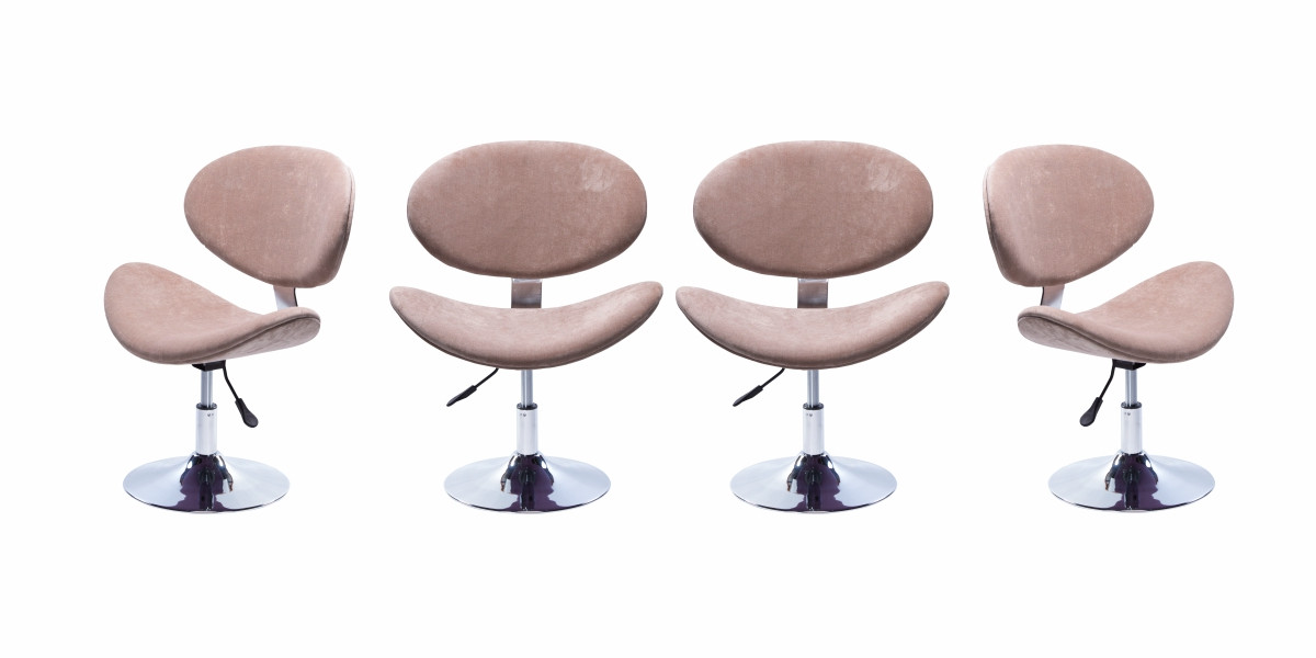 Conjunto Com 4 Cadeiras Decorativa Base Disco Cromada e Regulagem de Altura BL171 - Nude