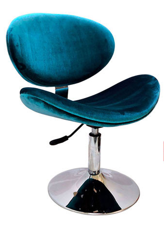 Cadeira Decorativa Base Disco Cromada e Regulagem de Altura Velotec BL171 - Azul Tiffany