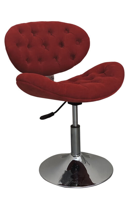 Cadeira Decorativa Base Disco Cromada e Regulagem de Altura BL171 - Capitonê Vermelha