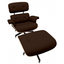 Poltrona Eames Lounge Chair Com Puff - Vinil Marrom