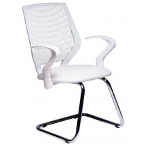 Cadeira Executiva Para Escritório Base Fixa Cromada DL181 - Branca