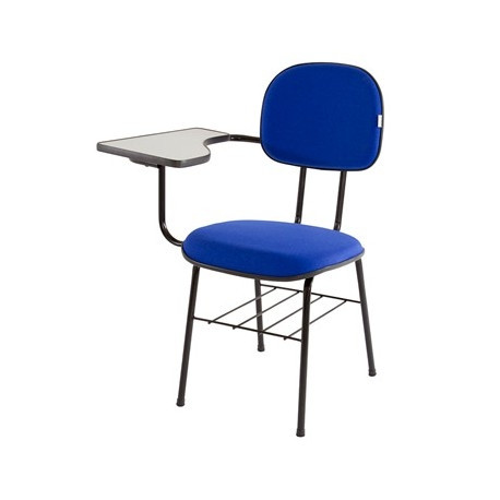Cadeira Universitária Secretaria com Prancheta Fixa Base 4 Pés com Porta Livros - Azul