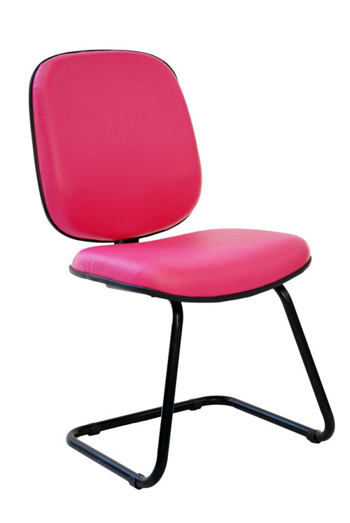 Cadeira Executiva Para Diretor Base Fixa Preta Corano MC81 - Rosa