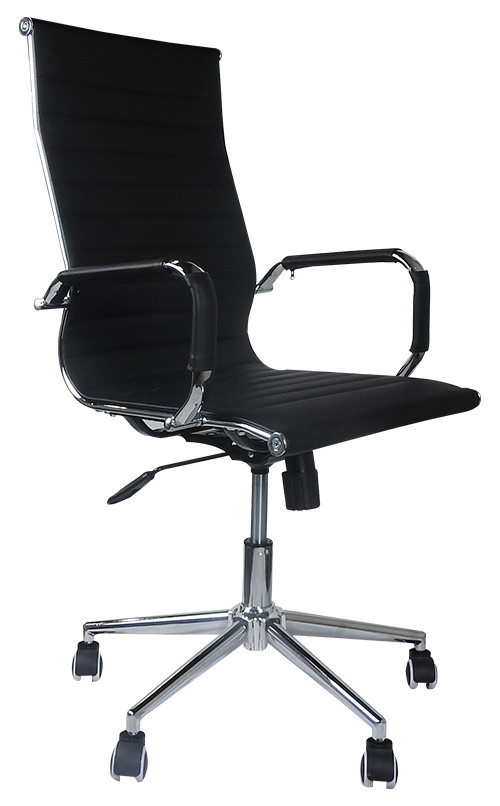 Cadeira Presidente Eames Office Cromada Lisa - Preta