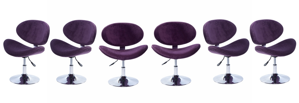 Conjunto Com 6 Cadeiras Decorativa Base Disco Cromada e Regulagem de Altura BL171 - Roxa