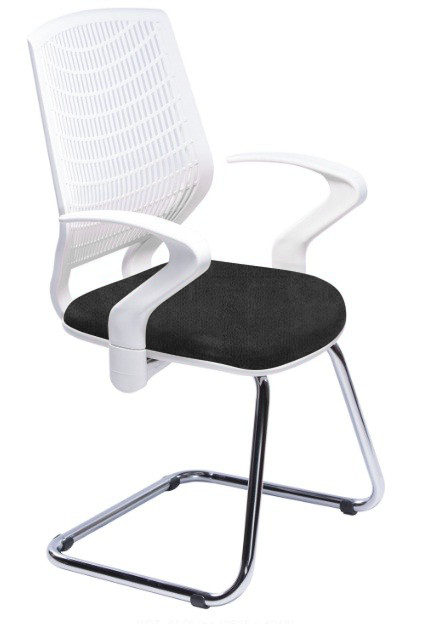 Cadeira Executiva Para Escritório Base Fixa Cromada DL181 Assento em Poliéster Preto