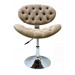 Cadeira Decorativa Base Disco Cromada e Regulagem de Altura BL171 - Capitonê Bege