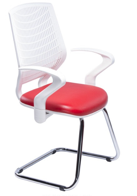 Cadeira Executiva Para Escritório Base Fixa Cromada DL181 - Vermelha