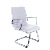 Cadeira Diretor Inspired Eames Inspired fixa Office Couro Sintético Branca