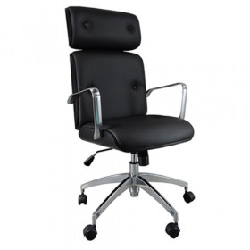 Cadeira Presidente Eames Office Elite Chair - Revestida Vinil Preta