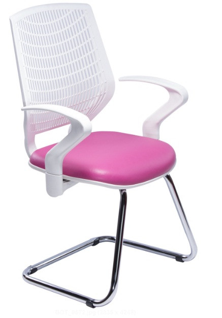 Cadeira Executiva Para Escritório Base Fixa Cromada DL181 - Rosa