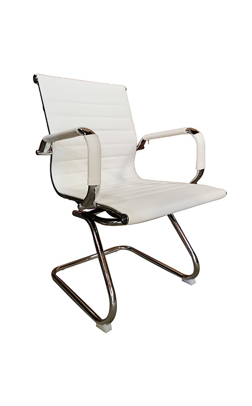 Cadeira Eames Diretor Fixa Cromada - Branca