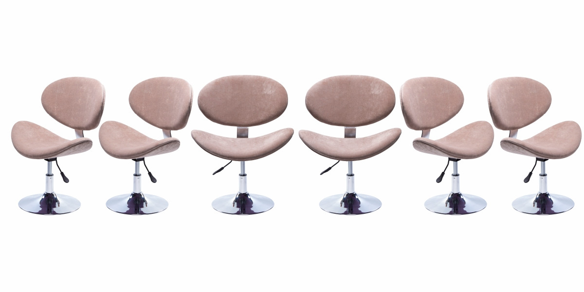 Conjunto Com 6 Cadeiras Decorativa Base Disco Cromada e Regulagem de Altura BL171 - Nude