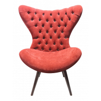 Cadeira Decorativa Mini Egg - 4 Pés Madeira Capitonê Brilhante E Vermelha