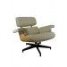 Poltrona Eames Lounge Chair Com Puff - Em Vinil Bege Frente 