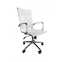 Cadeira Presidente Eames Office Cromada Lisa Branca