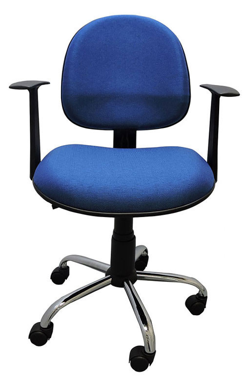 Cadeira Executiva Para Escritório Base Giratória Cromada Com Braço Regulagem De Altura J.Serrano CP20 - Azul