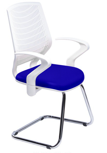 Cadeira Executiva Para Escritório Base Fixa Cromada DL181 Assento em Space Azul