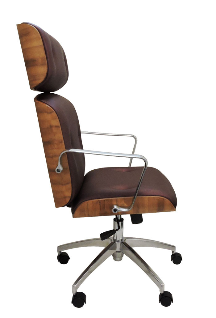 Cadeira Presidente Eames Office Elite Chair - Madeira Freijo Facto Vinho