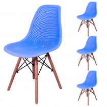Kit 4 Cadeiras Charles Eames Eiffel Colmeia 130 Furadinha Cor:Azul Bebe