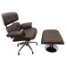 Poltrona Eames Lounge Chair Com Puff Marrom Café Em Couro Legítimo Lado