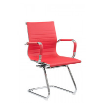 Cadeira Eames Diretor Fixa Cromada - Vermelha