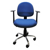 Cadeira Executiva Para Escritório Base Giratória Cromada Com Braço Regulagem De Altura J.Serrano CP20 - Azul