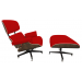 Poltrona Eames Lounge Chair Com Puff - em Vinil Vermelho Lateral