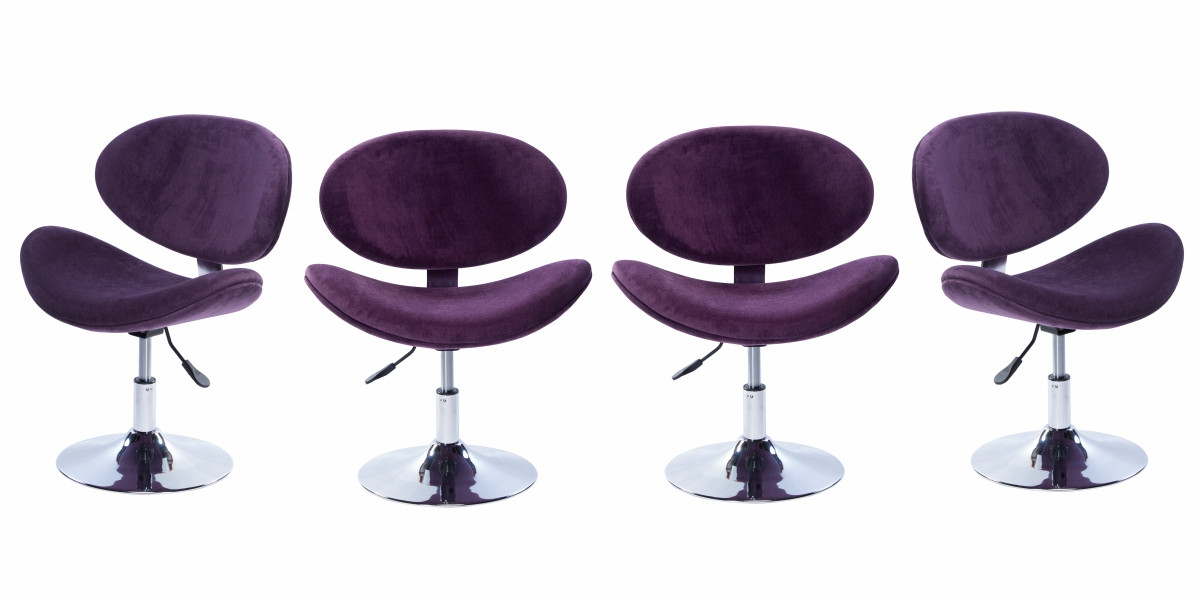 Conjunto Com 4 Cadeiras Decorativa Base Disco Cromada e Regulagem de Altura BL171 - Roxa