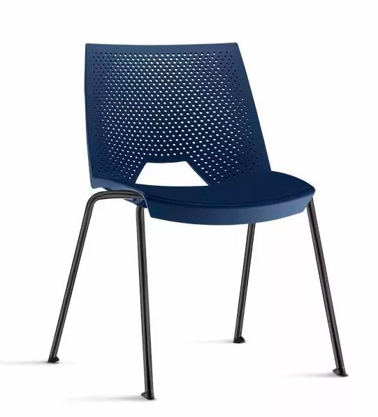 Cadeira em Polipropileno Strike Base Fixa Preta – Azul