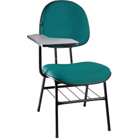 Cadeira Universitária Executiva com Prancheta Base 4 Pés com Porta Livros - Azul