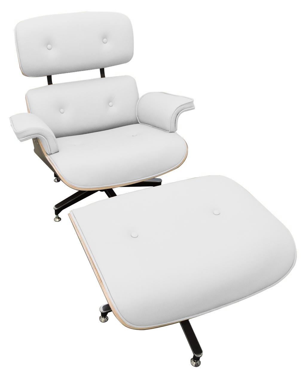 Poltrona Eames Lounge Chair Com Puff - Vinil Branco