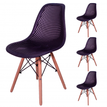 Kit 4 Cadeiras Charles Eames Eiffel Colmeia 130 Furadinha Cor:Preta-1-2-3