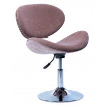 Cadeira Decorativa Base Disco Cromada e Regulagem de Altura BL171 - Bege