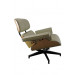 Poltrona Eames Lounge Chair Com Puff - Em Vinil Bege Lado