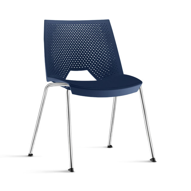 Cadeira em Polipropileno Strike Base Fixa Cromada – Azul