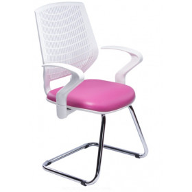 Cadeira Executiva Para Escritório Base Fixa Cromada DL181 - Rosa