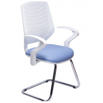 Cadeira Executiva Para Escritório Base Fixa Cromada DL181 - Azul Claro
