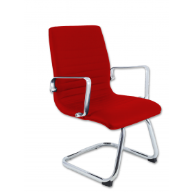 Cadeira Diretor Inspired Eames fixa Couro Sintético Vermelho